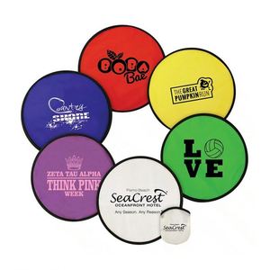 Éventail rond pliable personnalisé imprimé, disque volant en nylon flexible avec pochette assortie pour promotion estivale - Product Image 1