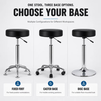 Tabouret rond réglable en PU, tabouret de travail industriel 360° °   Siège pivotant réglable en hauteur avec repose-pieds et roulettes SY-535