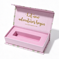 Boîte cadeau élégante pour rouge à lèvres rose, boîte d'emballage cosmétique magnétique pour gloss à lèvres avec logo personnalisé en feuille d'or