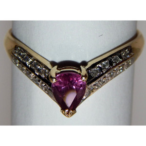 Anello con diamanti e rubino in oro 14k - Product Image 6