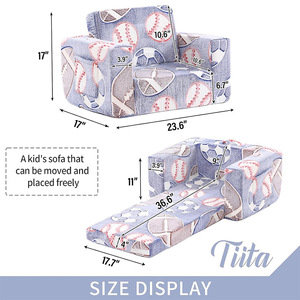 Giving Tree <b>Kids</b> <b>Sofa</b> Foldable Cartoon Design For Children Age 3 And Above With Handrails - Product Image 4