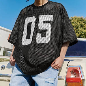 高品質 カスタム アスレチック サッカー ベースボール フットボール バスケットボール ストリートウェア 衣装 Tシャツ スポーツ ボクシー メッシュ ジャージ - Product Image 4