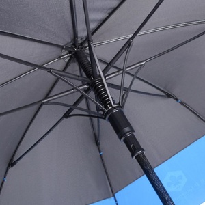 Navy Blue Stripes Design Single Layer Manual Travel Sun Shade <b>Umbrella</b> Crook Handle Fiberglass Ribs Windproof Waterproof 8 Ribs - Product Image 3