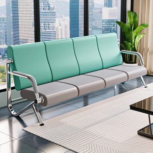 Sofá de Oficina Tsuneyuki V18 de Tres Plazas, Cuero, Estructura de Acero Inoxidable, Muebles Modernos para Recepción - Product Image 2