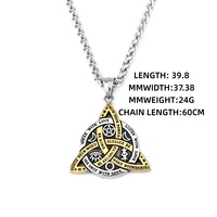 Pendentif Triangle Viking Acier Titane Collier Homme Vintage Nordique Geometrique Rune Amulette Poli Bijou Gros Cadeau