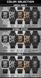 Reloj de Cuarzo Sanda 7057 para Hombre, Diseño Moderno, Esfera Cuadrada Grande, Seis Agujas, Resistente al Agua para Deportes y Negocios - Product Image 6