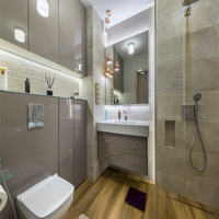 Meuble-lavabo mural moderne en aluminium avec miroir encadré et vasque simple en pierre