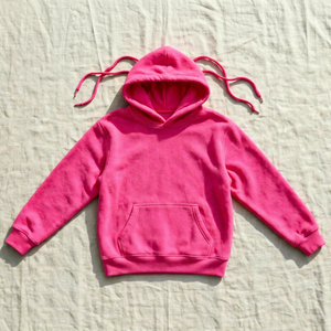 Sweat-shirt unisexe rose en polaire à capuche, couleur unie, tricoté, avec poche kangourou, décontracté, pour l'automne - Product Image 1