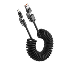 Kabel PD 240W 2 in 2 Pengisian Cepat Tipe-C Micro/Untuk iPhone Bahan Aluminium Alloy+Silikon 1M Ponsel Komputer Kamera