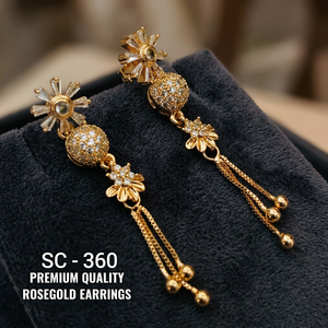 Pendientes Colgantes Delicados Iroc de Oro 18K Chapado en Plata con Circonitas y Perlas, de Latón, Ideales para Regalo de Boda - Product Image 3