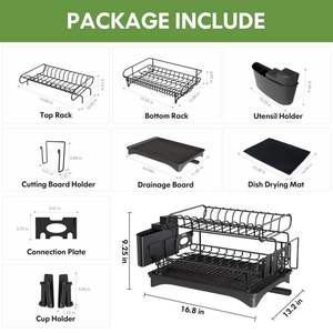 חם מוכר צלחת נירוסטה מייבש מתלה מטבח מתלה ומארגן סל מייבש צלחת מתכת ניקוז צלחת - Product Image 4