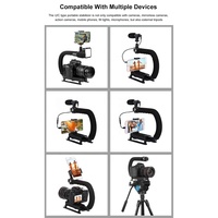 PULUZ support DV portable en forme de U/C stabilisateur vidéo Kit de Microphone de fusil de chasse avec tête de trépied pour tous les appareils photo SLR