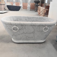 Baignoire ovale autoportante de luxe en marbre naturel 1700 mm, sculptée à la main, pour hôtel 5 étoiles, villa, spa, salle de bain