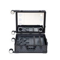 Valise de transport rigide KONCAI pour salon de coiffure, maquillage professionnel, coiffeur, avec miroir LED