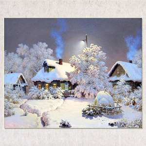 Kit de broderie décorative pour la maison, série de paysages en point de croix, tons froids, <span class=keywords><strong>montagne</strong></span> enneigée de Noël - Product Image 3