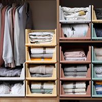 Opvouwbare stapelbare kledingopbergers opbergbox met grote capaciteit van PP plastic voor kleding & beddengoed garderobe opbergruimte