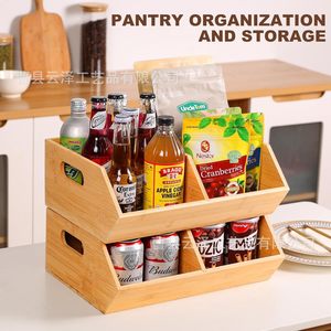 Cross-border wooden <b>vegetable</b> and fruit storage rack, multi-layer snack storage rack for living room and kitchen. - Product Image 2