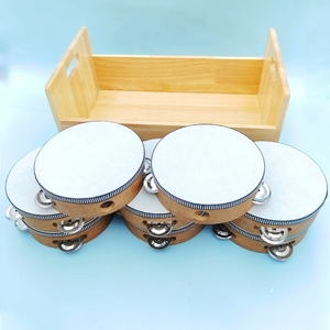 Wholesale Wooden Frame Tambourine with Metal Jingle Bells, 8 Pieces With Wooden Storage Case <b>For</b> Preschool Music Teaching Aids - Product Image 2