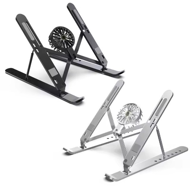 7-Level Adjustable Aluminum Vertical Laptop Stand With Cooling Fan 15.6-Inch Maximum Support New Desk Laptop Holder Stand Riser