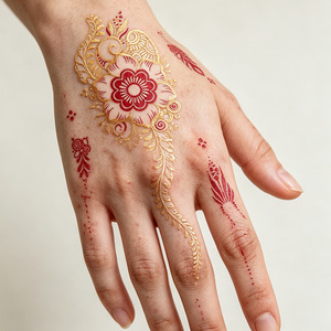 Autocollants de <span class=keywords><strong>tatouage</strong></span> en papier à motif floral en <span class=keywords><strong>dentelle</strong></span>, style ethnique, motifs colorés estampés à l'or, imperméables, longue durée, lavables, pour le dos et les <span class=keywords><strong>bras</strong></span> - Product Image 2