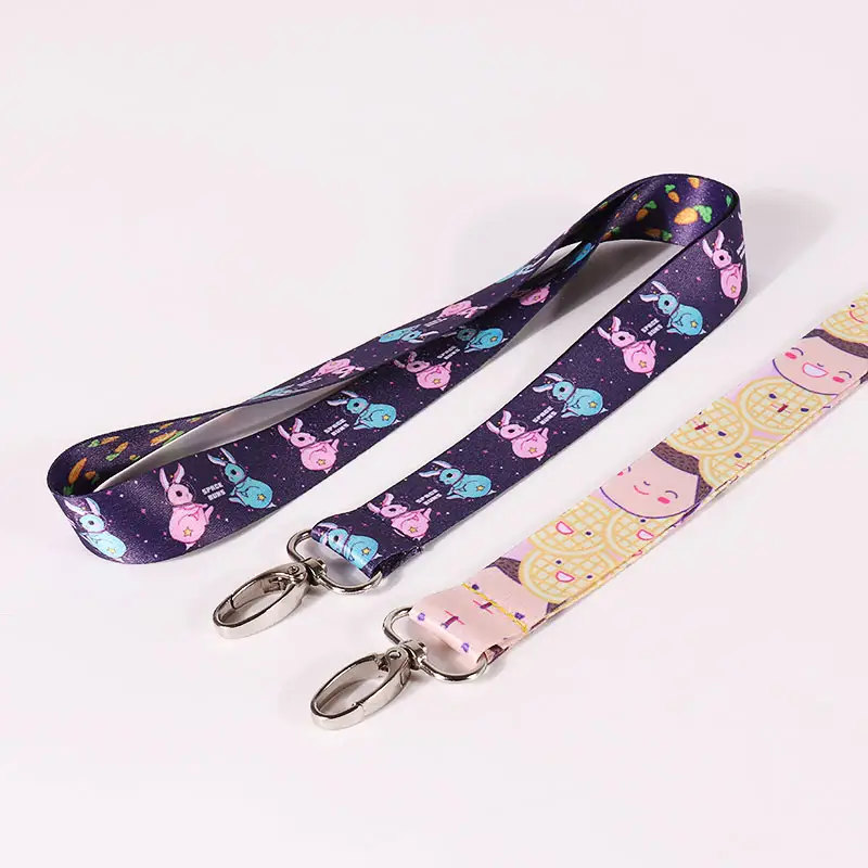 Custom Polyester Designer Sleutelhanger Duurzaam Neck Strap Lanyard Kawaii