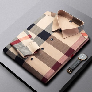Chemise à carreaux haut de gamme pour homme à manches longues, décontractée, infroissable, à rayures, anti-boulochage, pour l'automne - Product Image 2