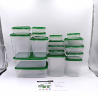 Meilleure Vente Ensemble de 17 Pièces Boîtes de Rangement Alimentaire en Plastique Transparente Scellée avec Couvercle pour Réfrigérateur