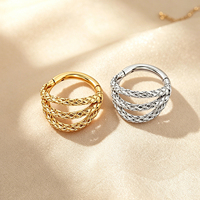 Cincin Hidung & Paku Hidung Baja Anti Karat 316 Seamless Hinge Twist Warna Emas dan Perak dengan Zirkon, Hadiah Pertunangan & Pernikahan