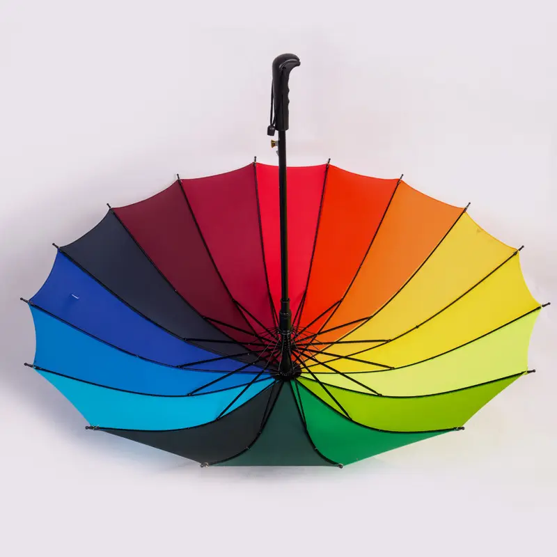 Promotion Hot Sale Fashion 16 Color Oem 24 Inch 16k Umbrella Auto Umbrella Strigaht Rainbow Color Umbrella