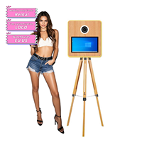 15.6 pouces trépied Vintage Photo Booth Portable 2024 Selfie Photo Booth Station Borne Portable Photo Booth avec impression