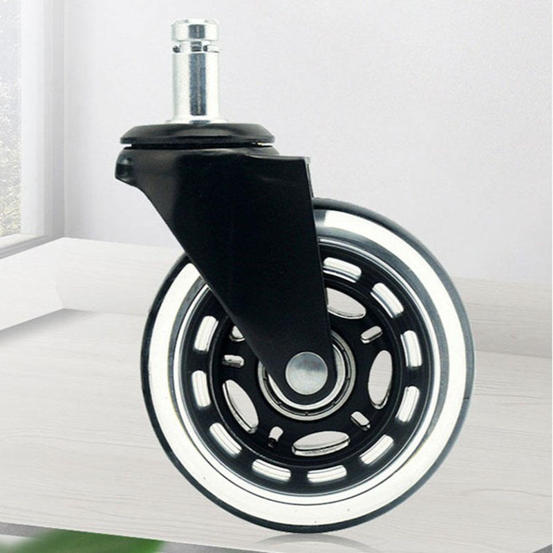 Heavy Duty 3-Inch Office Chair Wheels Soft Replacement Set 5 Rubber Chair Casters Brake for Hardwood Floors Plastic Living Room