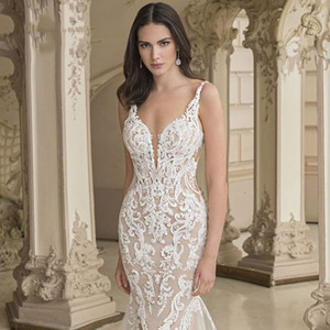 Vestido <span class=keywords><strong>de</strong></span> <span class=keywords><strong>Novia</strong></span> <span class=keywords><strong>Sirena</strong></span> con Tirantes Finos, Ajustado, con Bordado <span class=keywords><strong>de</strong></span> Encaje Francés, Elegante y Lujoso para la <span class=keywords><strong>Novia</strong></span> - Product Image 6