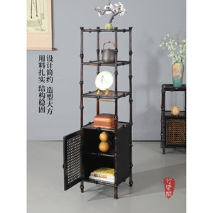 Chinese Style Bamboo Display Shelf With Woven Cabinet Tea Storage Rack Square Home Furniture - Product Image 3