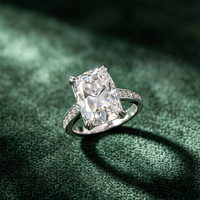 Bague de mariage minimaliste pour femme en moissanite taille coussin allongée 10CT, en argent sterling 925 plaqué rhodium, sertie à griffes, 10x14mm