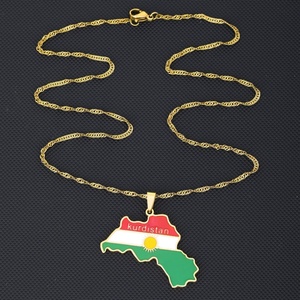 Collar de Oro Antideslustre de Moda, Collar de Acero Inoxidable Real de 18K con Mapa de Kurdistán para Mujeres, Hombres y Niñas - Product Image 3