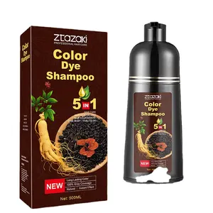 Wholesale Natural Herbal 3 In 1 Ginseng Hair Color Shampoo Fast Cover Gray Hair Ginseng Black Dark Brown Shampoo For Men Women