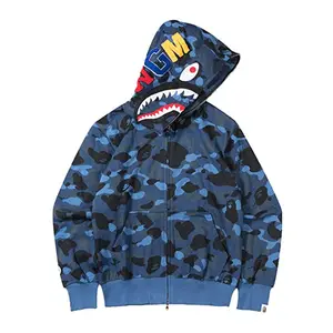 Hot selling Shark Head 3D digital print hoodie fashion zipper hoodie men's hoodie