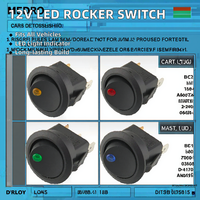 Interrupteur à bascule KCD1 rond à LED bleue 12V 16A marche/arrêt SPST IP11 avec 3 broches étanche pour la modification automobile, max 250Vac -25~85