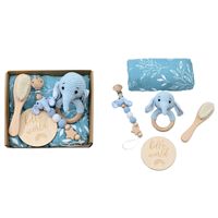 Coffret Cadeau Pleine Lune Transfrontalier pour Nouveau-né, comprenant un hochet gonflable en crochet animalier et un ensemble en bois avec une chaîne de sucette, Chine