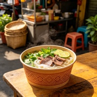 Bols à pho en kraft robustes, imprimés sur mesure, écologiques, jetables, de qualité alimentaire, pour la vente à emporter, la restauration rapide et la nourriture de rue