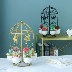 Nuevo Soporte Giratorio para Plantas con 6 Macetas de Cerámica para Suculentas, <span class=keywords><strong>Maceta</strong></span> Decorativa para Escritorio, <span class=keywords><strong>Maceta</strong></span> Colgante para Plantas, Cactus, Bonsái - Product Image 2