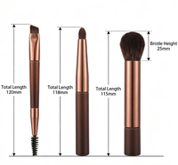 Pinceau à sourcils professionnel double embout avec brosse à cils et pinceau à poudre, manche or rose, pour le modelage et l'entretien des sourcils, outils de beauté