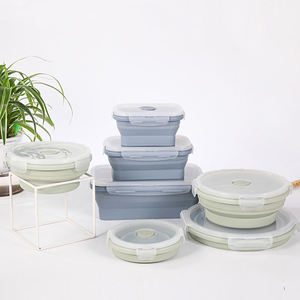 気密シリコン製食品保存容器 540ml 冷凍庫対応 折りたたみ式食品容器 ロック式蓋付き キッチン整理用 - Product Image 1