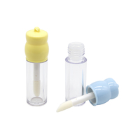 Tube de brillant à lèvres 5 ml, flacon rond vide avec grande brosse, bouchon à vis, conteneur cosmétique en plastique PETG ABS de qualité supérieure, en vrac