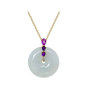 Collier pendentif donut en jadéite birmane naturelle de qualité A, en argent sterling 925, bijoux en cristal de jade conçus pour cadeau, vente en gros - Product Image 1