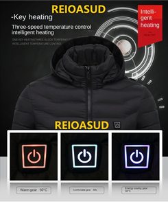 Motif de camouflage imperméable pour hommes et femmes, coque souple pour le <span class=keywords><strong>ski</strong></span> d'hiver, batterie chauffante 7V 12V, chauffage électrique décontracté - Product Image 6