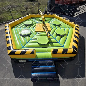 Curso de Wipeout inflable para patio de recreo interior, puente interactivo mecánico con obstáculos giratorios, divertido juego de salto para niños - Product Image 3