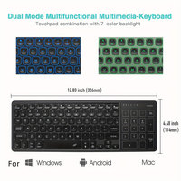 Clavier BT rétroéclairé 7 couleurs avec pavé tactile, clavier multimédia sans fil 2,4 G rechargeable pour ordinateur portable, PC, tablette