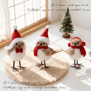 Decoración Navideña para el Hogar, Adorno Colgante de Árbol de Navidad con Lindo Pájaro de Peluche, Decoración Artesanal de Pareja de Osos para Fiesta de Navidad, Regalo de Santa - Product Image 3