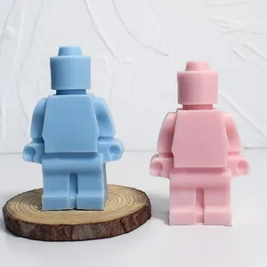 Home Decor Christmas Gifts Craft Supplies DIY Lego Cute Robot Silicone Candle Mold